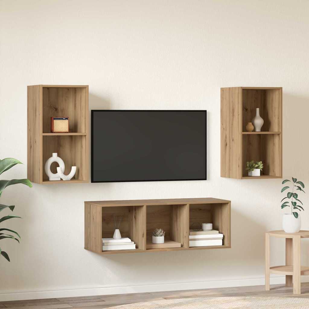 TV szekrény garnitúra 3 db Artisan tölgy Szerelt Fa
