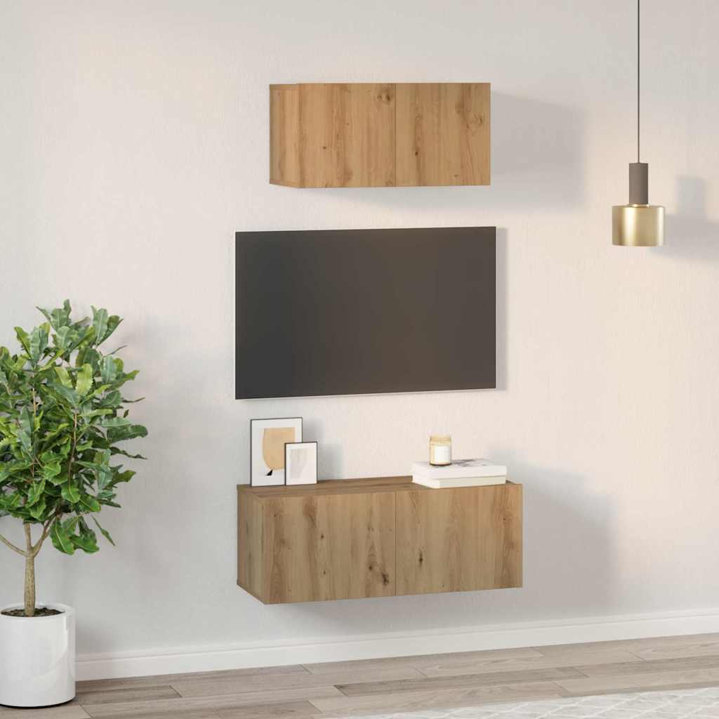 TV szekrény garnitúra 2 pcs Artisan tölgy Szerelt Fa