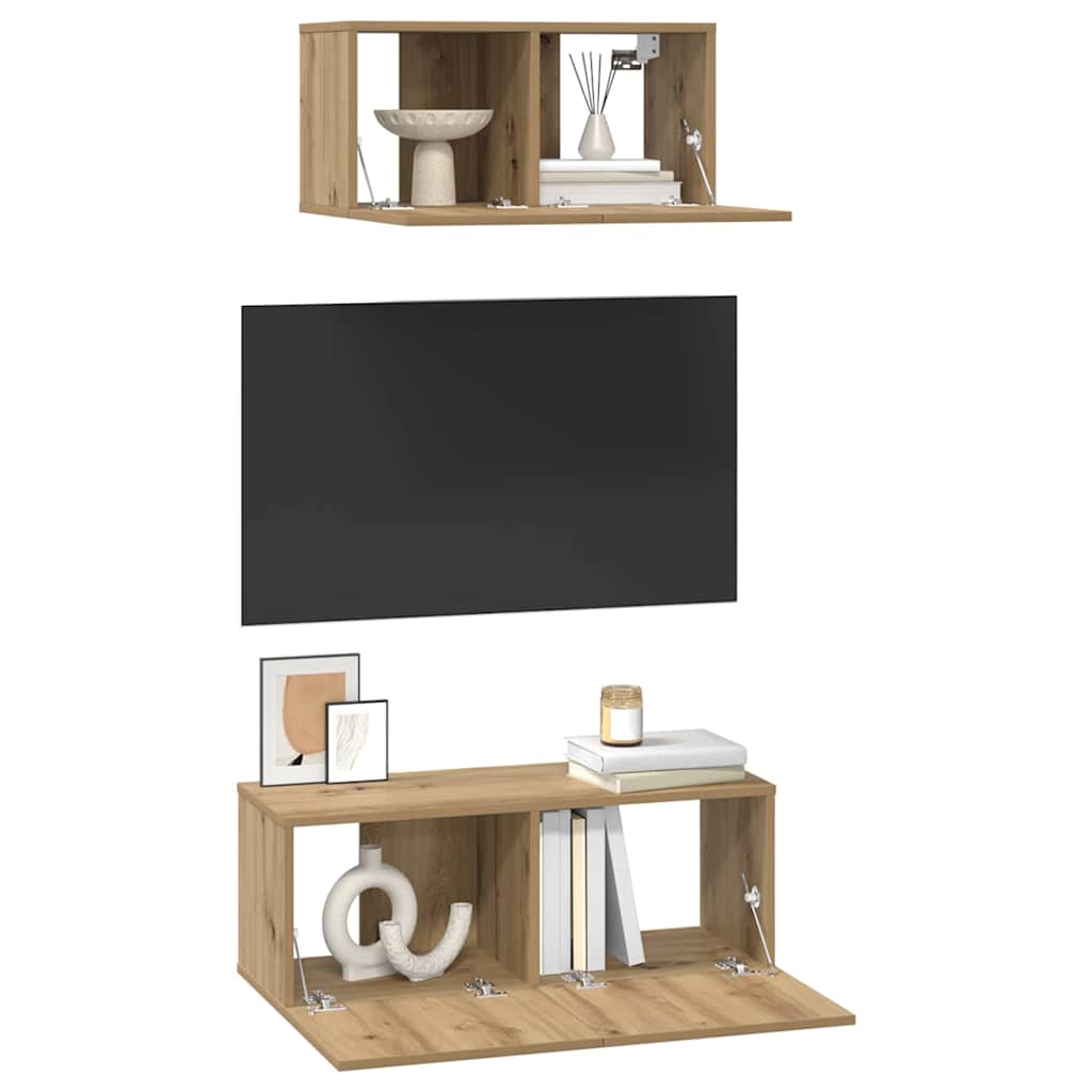 TV szekrény garnitúra 2 pcs Artisan tölgy Szerelt Fa