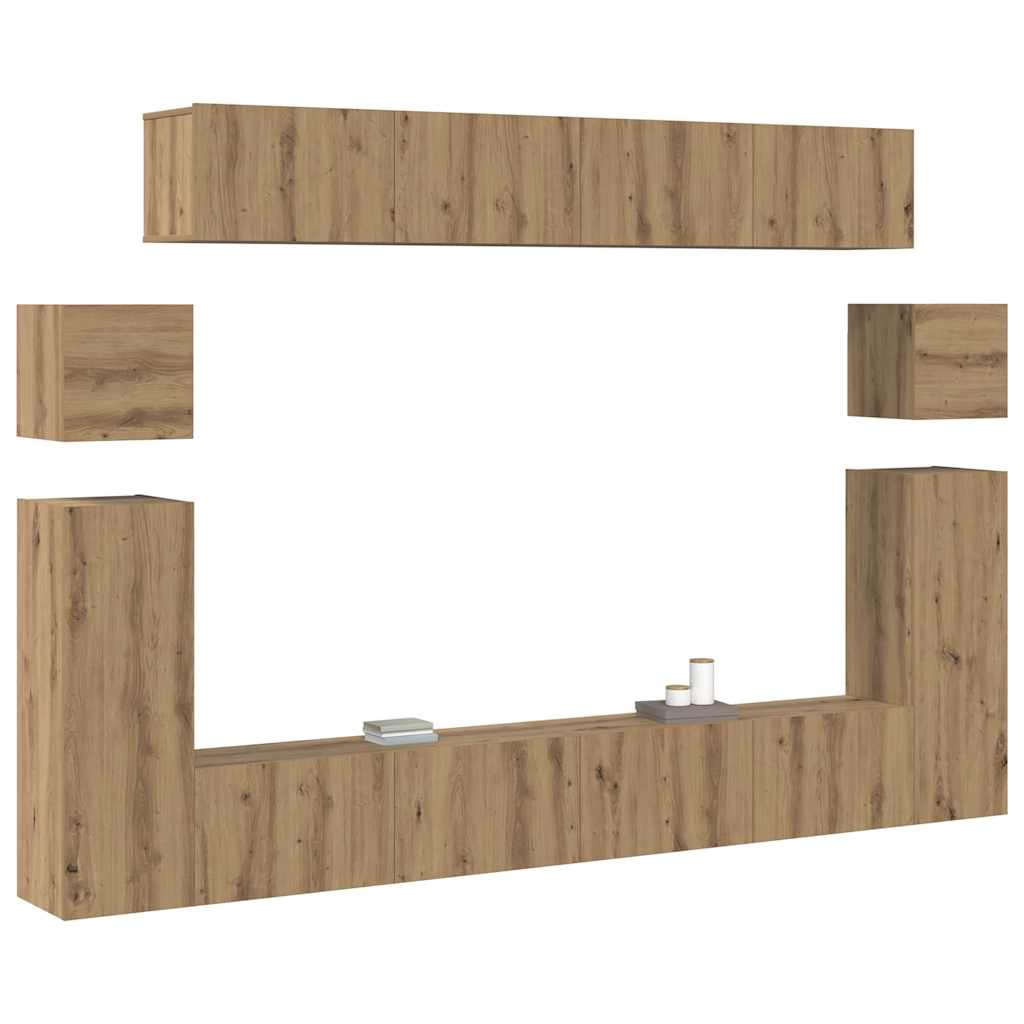 TV egységek Falra szerelhető 4 pcs Artisan tölgy Faanyag