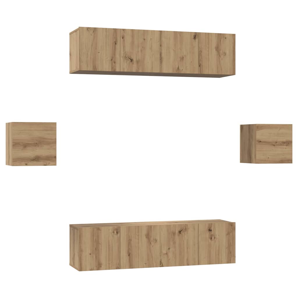 TV szekrény garnitúra 6 pcs Artisan tölgy Faanyag