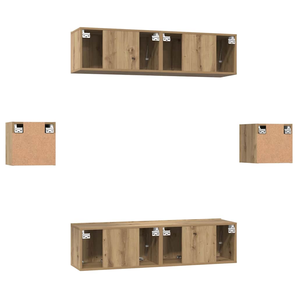 TV szekrény garnitúra 6 pcs Artisan tölgy Faanyag