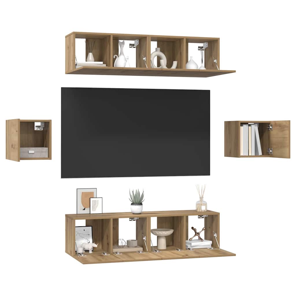 TV szekrény garnitúra 6 pcs Artisan tölgy Faanyag