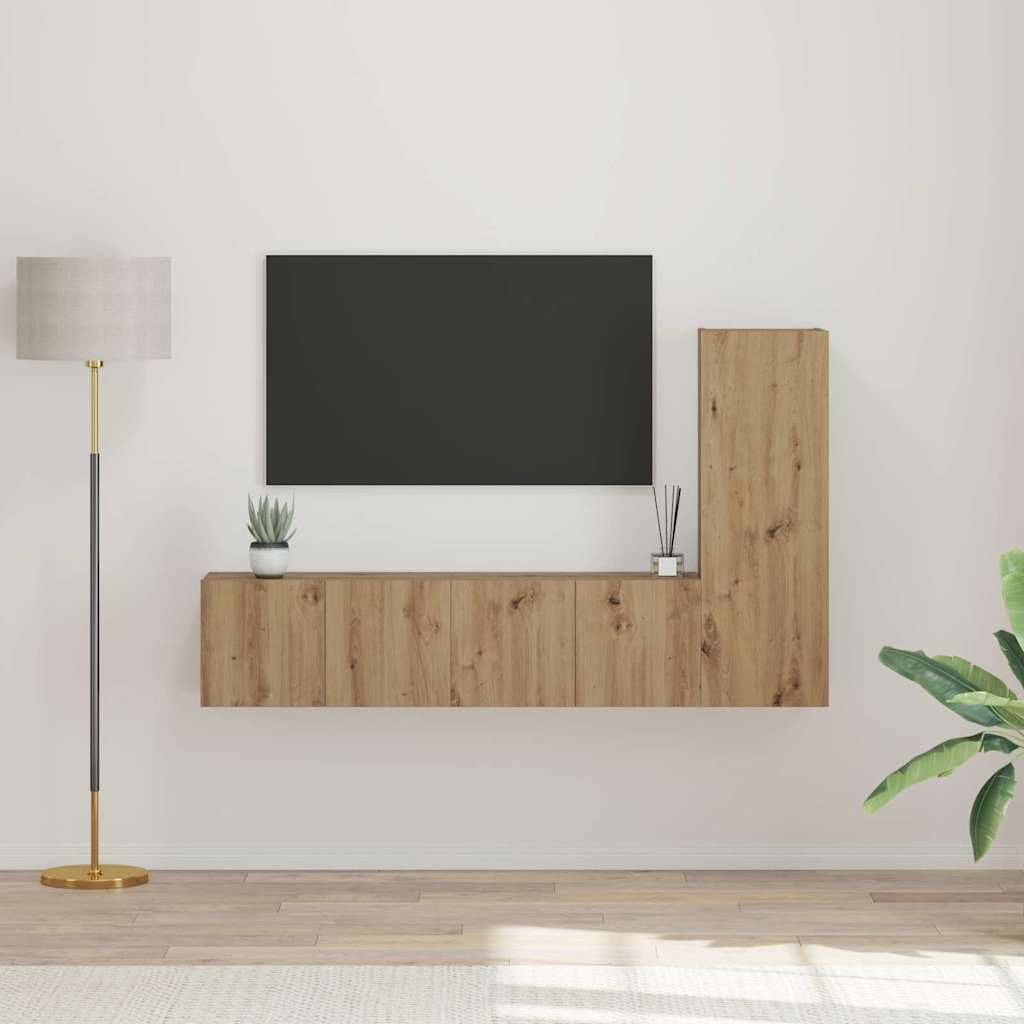TV szekrény garnitúra 3 pcs Artisan tölgy Szerelt Fa