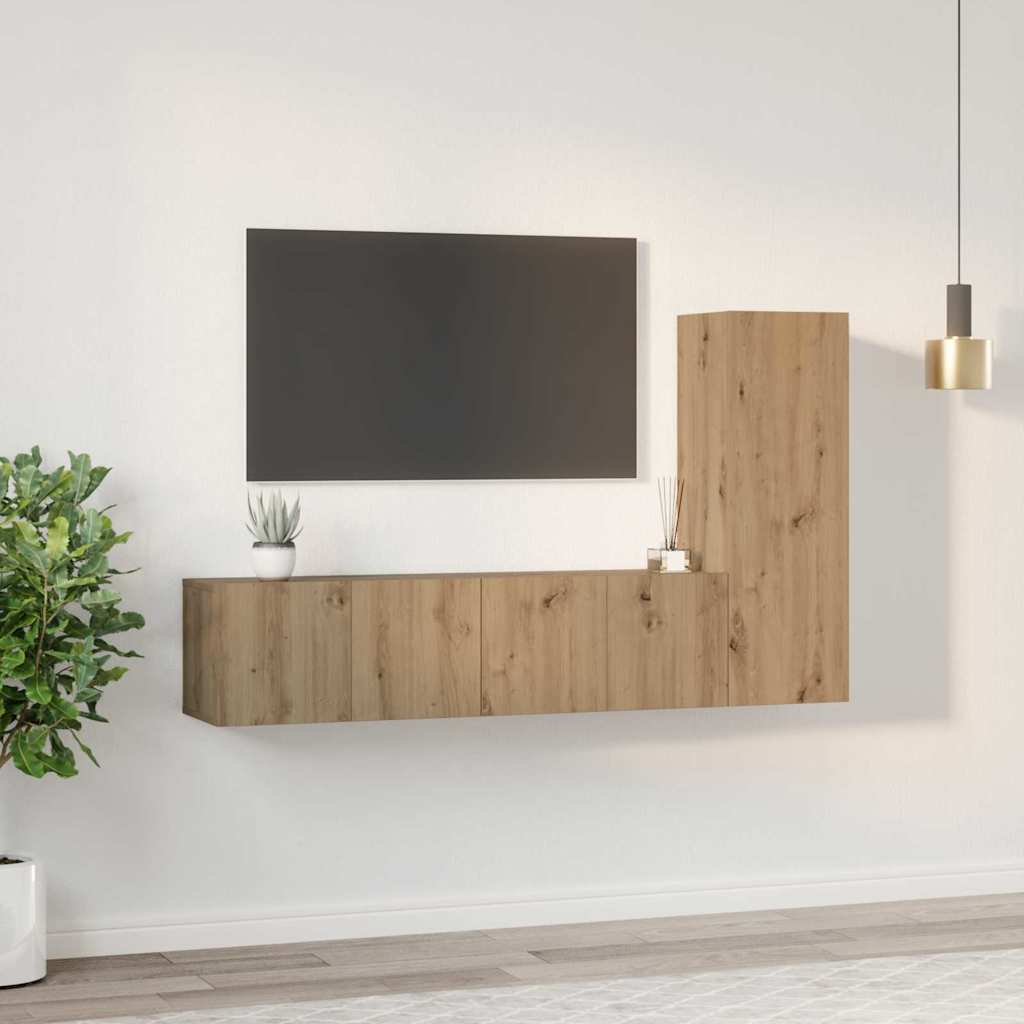 TV szekrény garnitúra 3 pcs Artisan tölgy Szerelt Fa