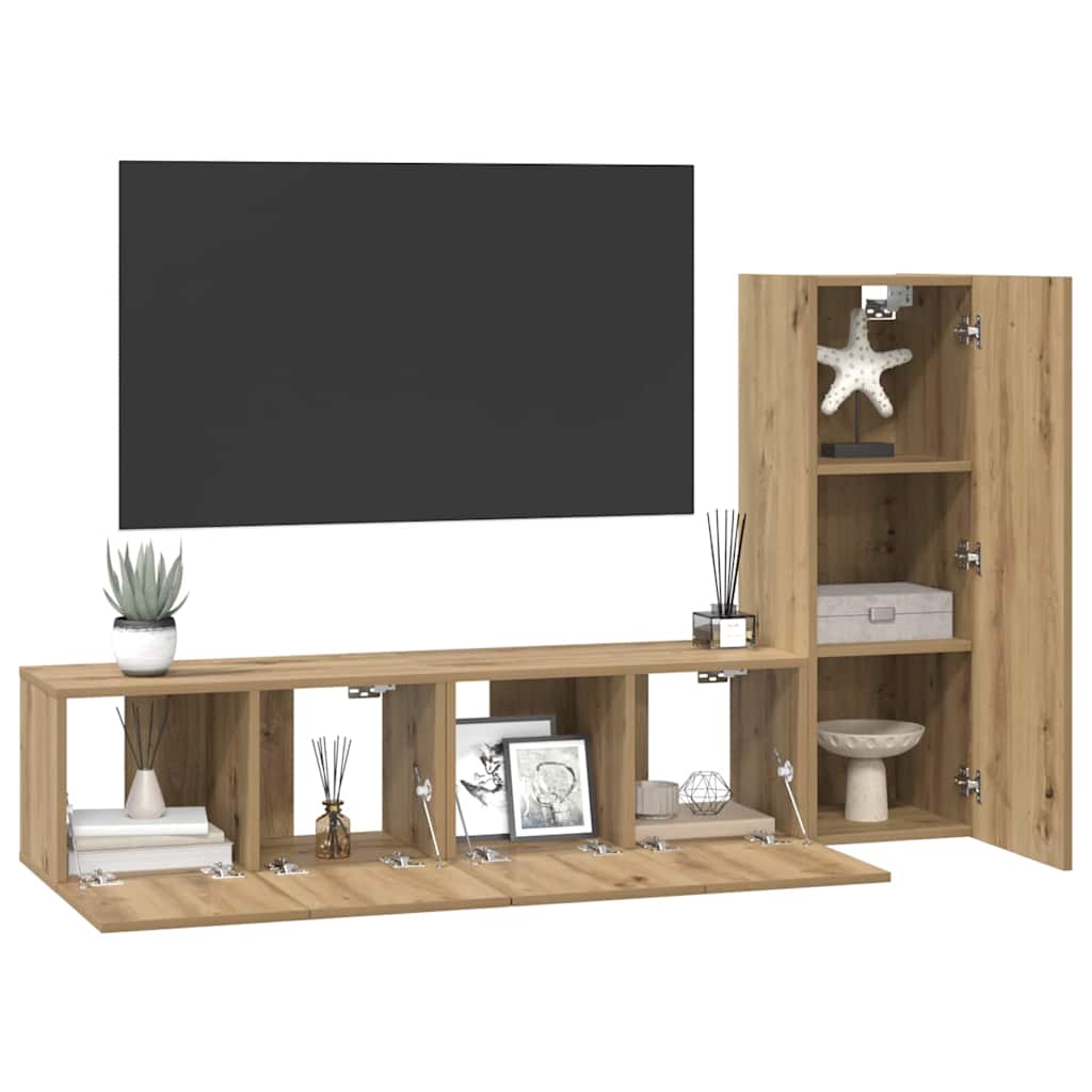TV szekrény garnitúra 3 pcs Artisan tölgy Szerelt Fa