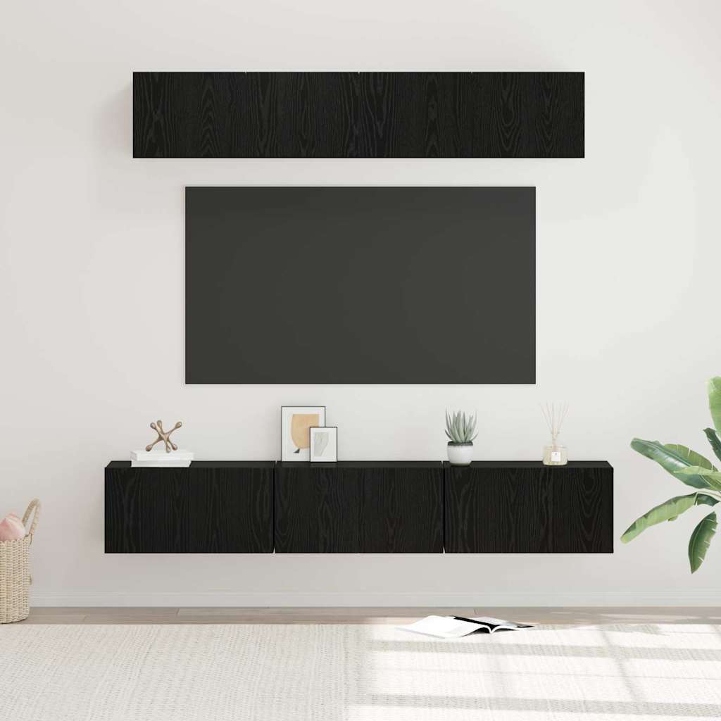 TV szekrény garnitúra 5 pcs Fekete tölgy Faanyag