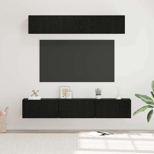 TV szekrény garnitúra 5 pcs Fekete tölgy Faanyag