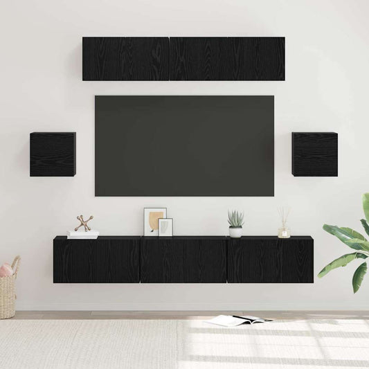 TV szekrény garnitúra 7 pcs Fekete tölgy Faanyag