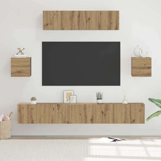 TV szekrény garnitúra 7 pcs Artisan tölgy Faanyag