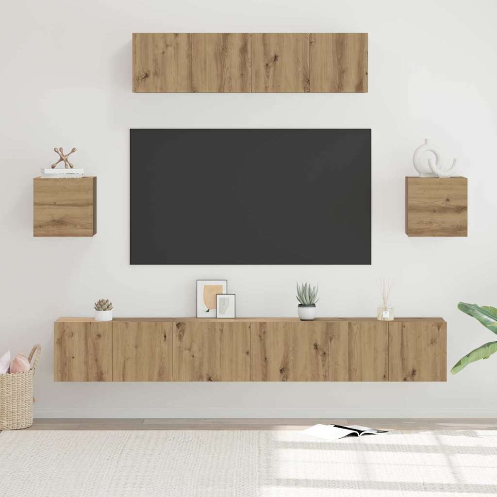 TV szekrény garnitúra 7 pcs Artisan tölgy Faanyag