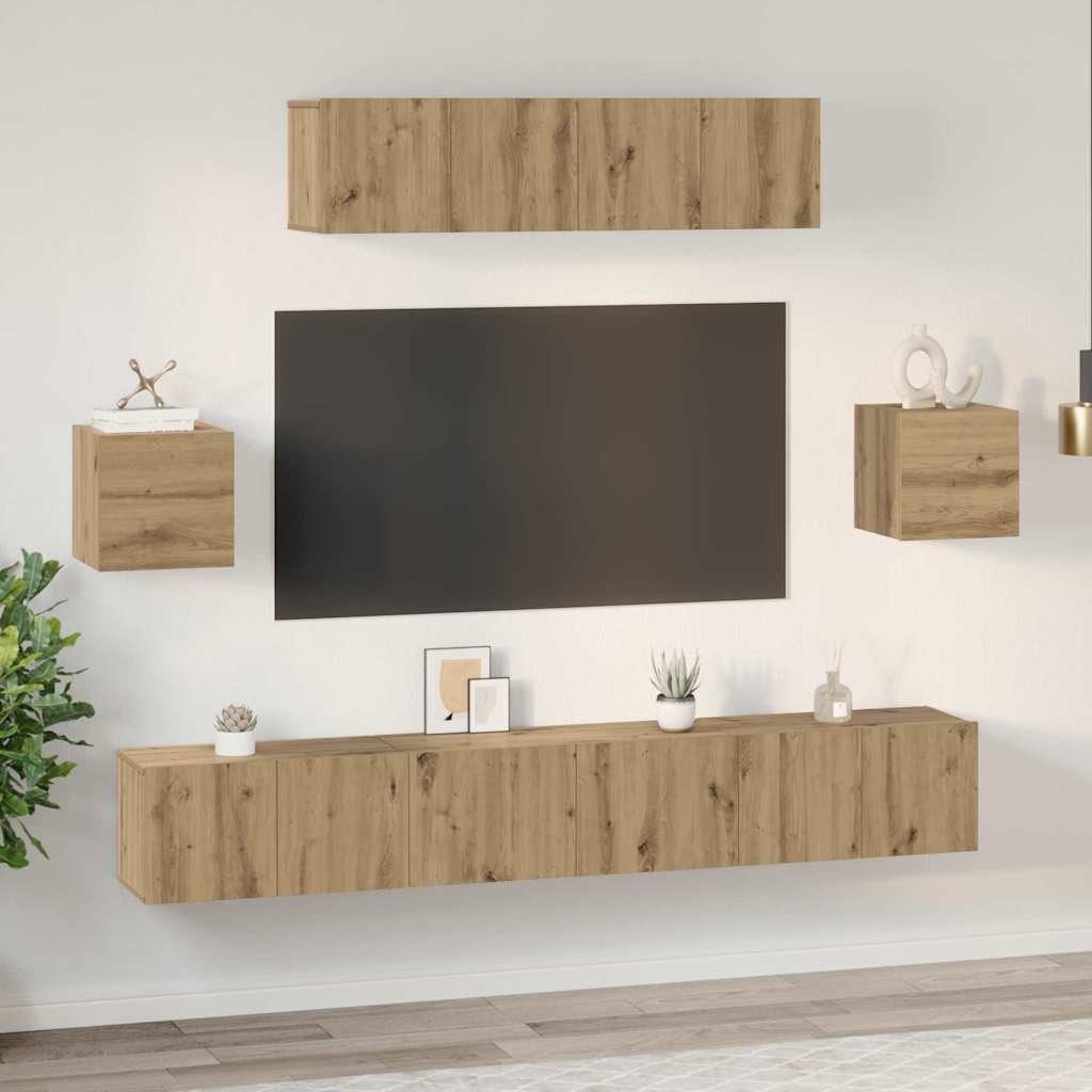 TV szekrény garnitúra 7 pcs Artisan tölgy Faanyag
