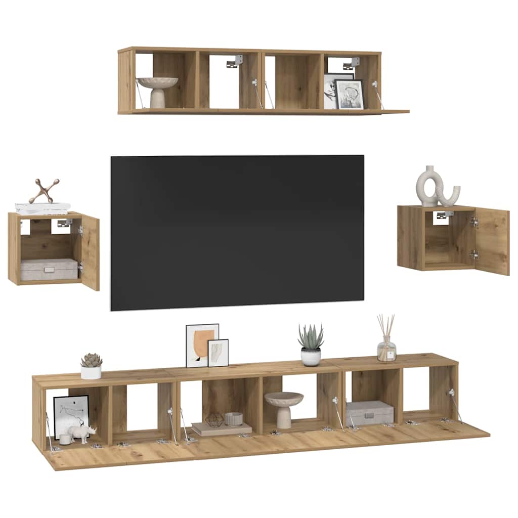 TV szekrény garnitúra 7 pcs Artisan tölgy Faanyag