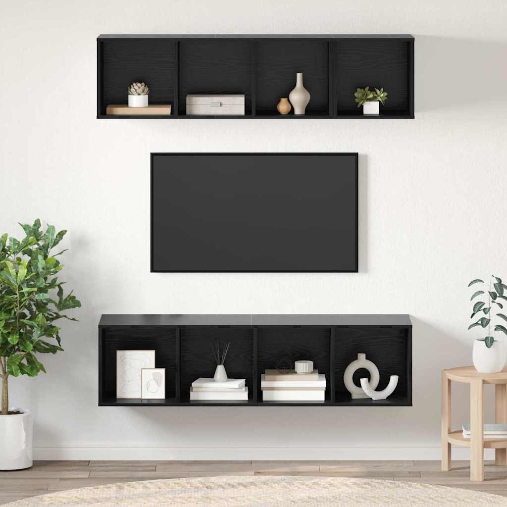 TV szekrény garnitúra 3 db Fekete tölgy Szerelt Fa