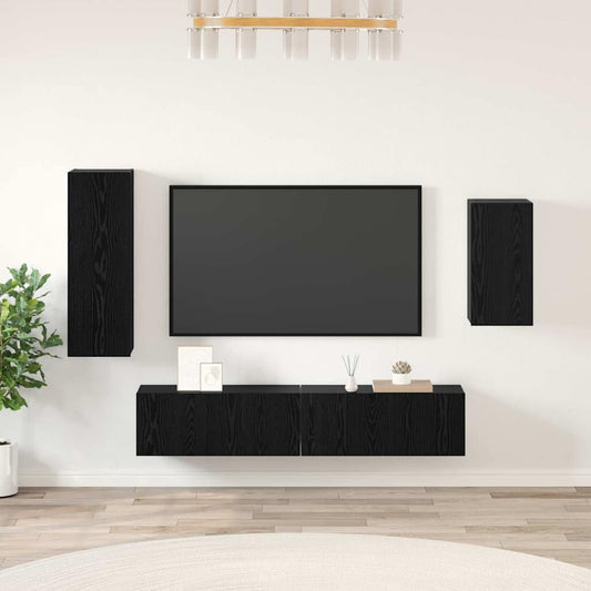 TV szekrény garnitúra 4 pcs Fekete tölgy Faanyag