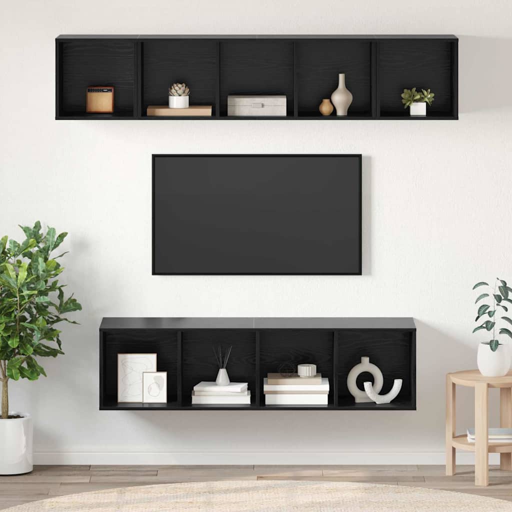 TV szekrény garnitúra 4 db Fekete tölgy Szerelt Fa