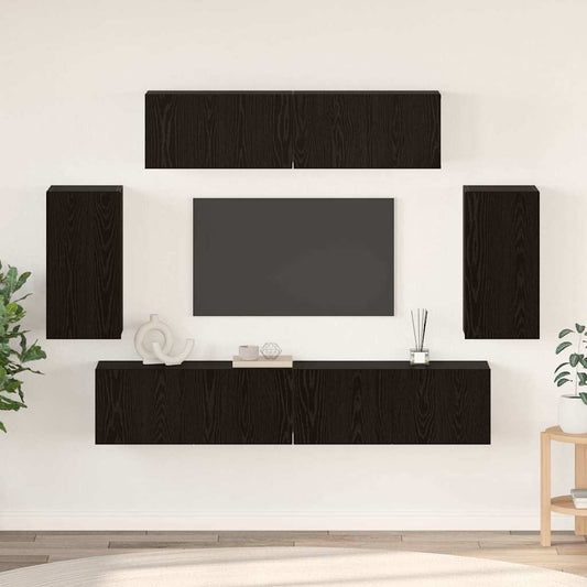 TV szekrény garnitúra 6 pcs Fekete tölgy Faanyag