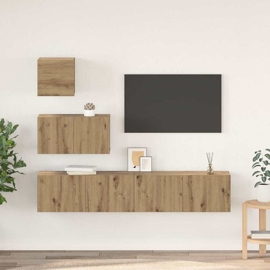 TV szekrény garnitúra 4 pcs Artisan tölgy Faanyag