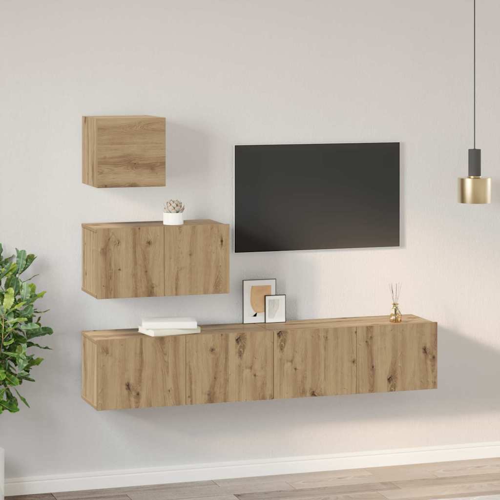 TV szekrény garnitúra 4 pcs Artisan tölgy Szerelt Fa