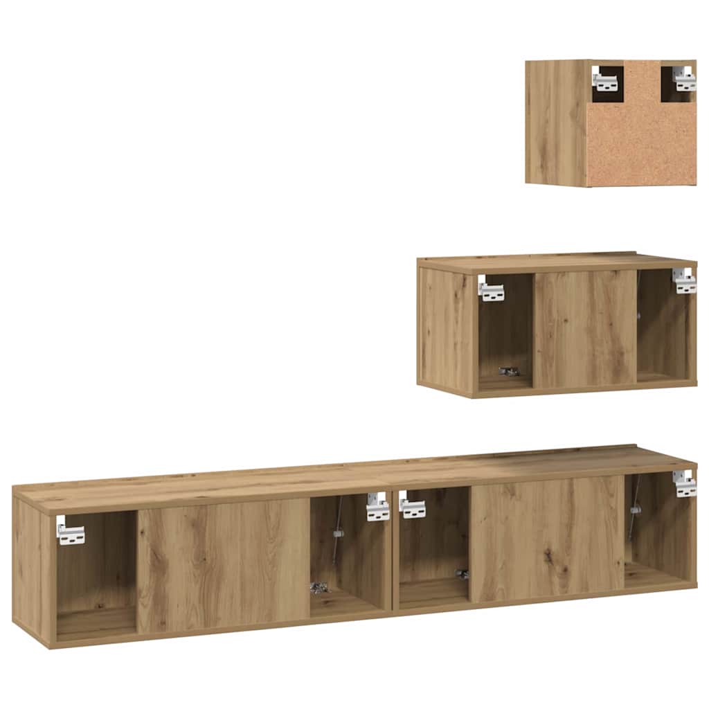 TV szekrény garnitúra 4 pcs Artisan tölgy Szerelt Fa