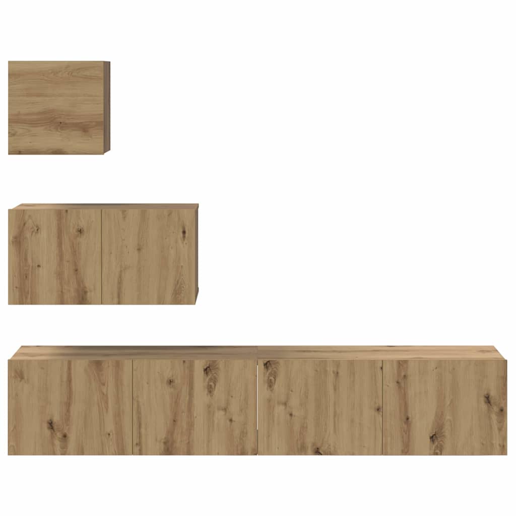 TV szekrény garnitúra 4 pcs Artisan tölgy Szerelt Fa