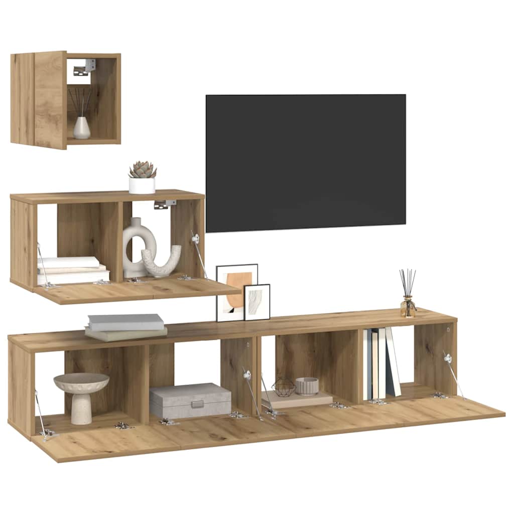 TV szekrény garnitúra 4 pcs Artisan tölgy Szerelt Fa