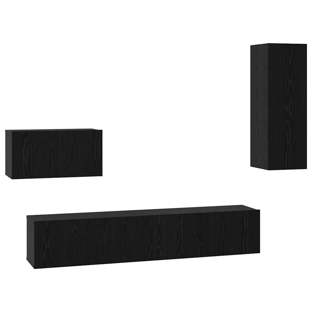 Fali TV Szekrény 4 pcs Fekete tölgy Szerelt Fa