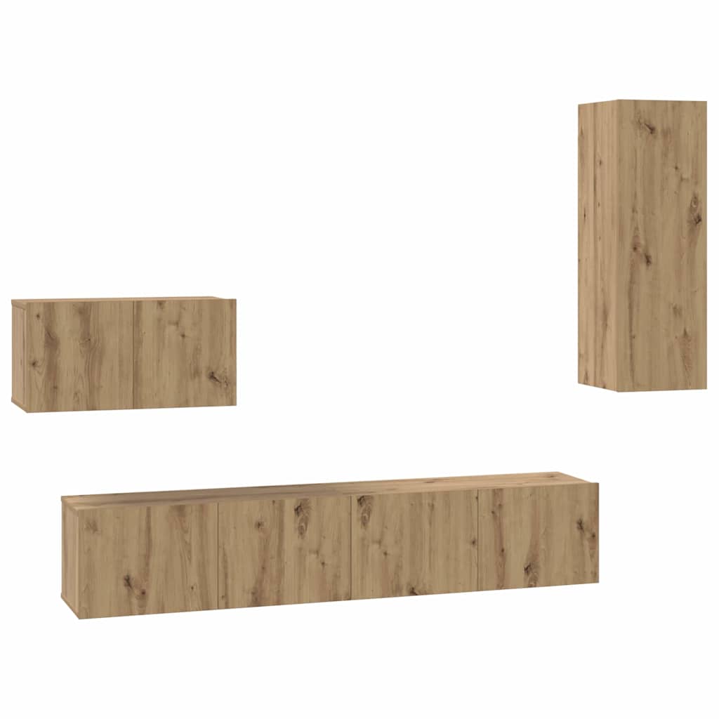 Fali TV Szekrény 4 pcs Artisan tölgy Szerelt Fa