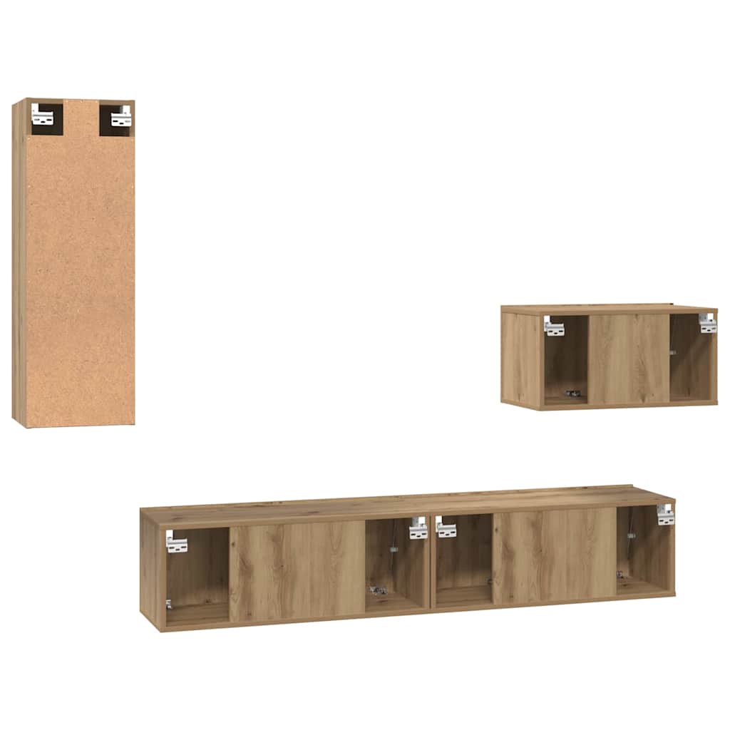 Fali TV Szekrény 4 pcs Artisan tölgy Szerelt Fa
