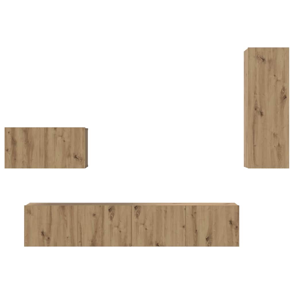 Fali TV Szekrény 4 pcs Artisan tölgy Szerelt Fa