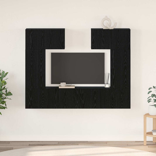 TV szekrény garnitúra 6 pcs Fekete tölgy Faanyag