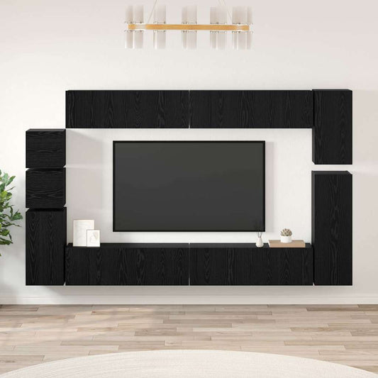 TV szekrény garnitúra 9 pcs Fekete tölgy Faanyag