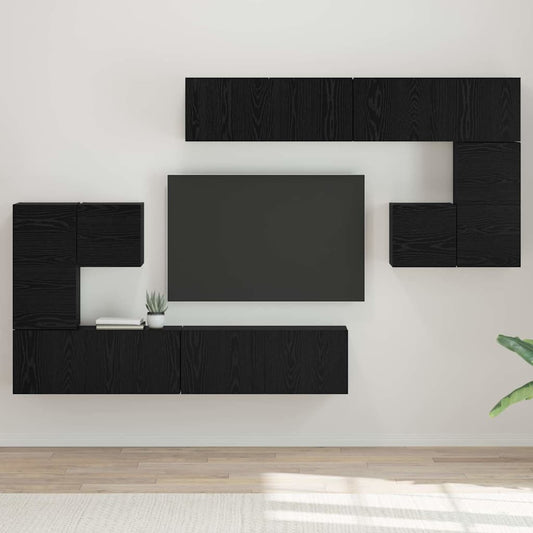 TV egységek Falra szerelhető 4 pcs Fekete tölgy Faanyag