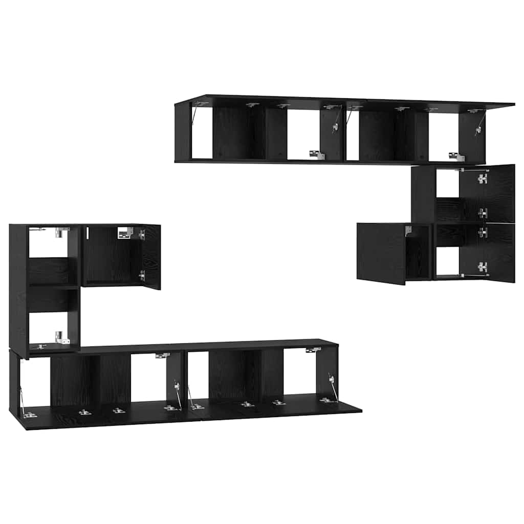 TV egységek Falra szerelhető 4 pcs Fekete tölgy Faanyag