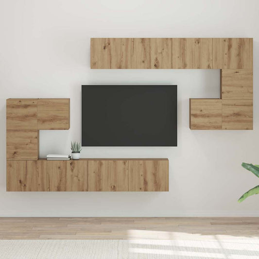 TV egységek Falra szerelhető 4 pcs Artisan tölgy Faanyag