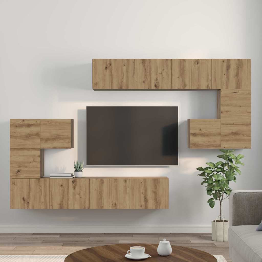 TV egységek 4 pcs Artisan tölgy Szerelt fa