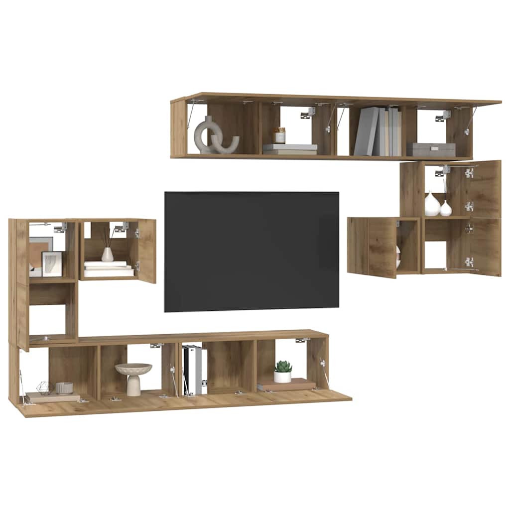 TV egységek 4 pcs Artisan tölgy Szerelt fa