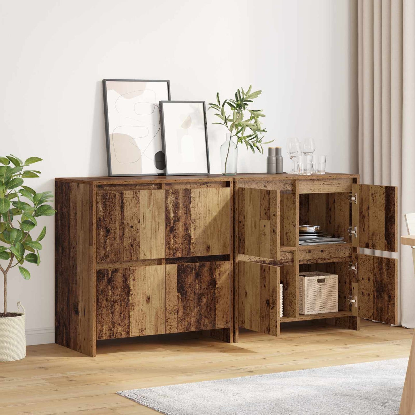 Oldalszekrények 2 db Régi fa 70 x 41 x 75 cm Szerelt Fa