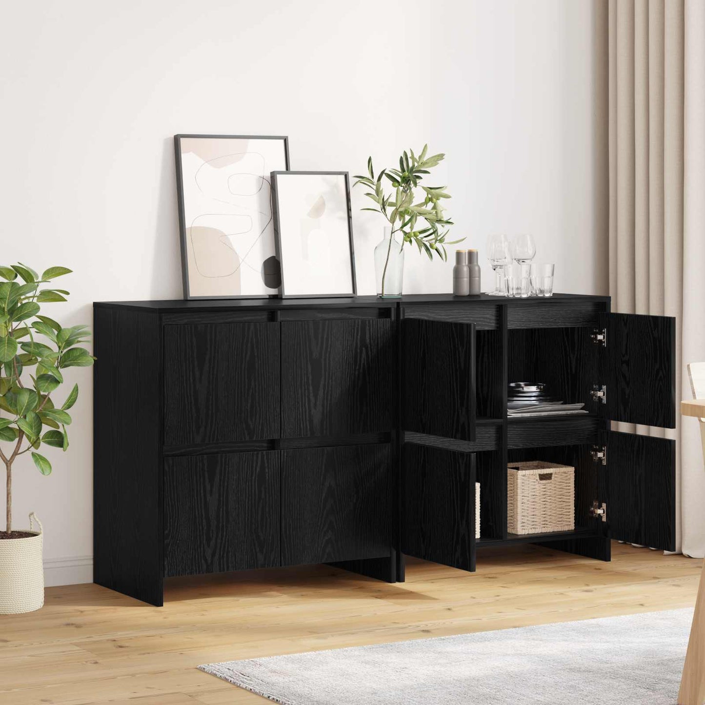 Oldalszekrények 2 db Musta tammi 70 x 41 x 75 cm Szerelt Fa