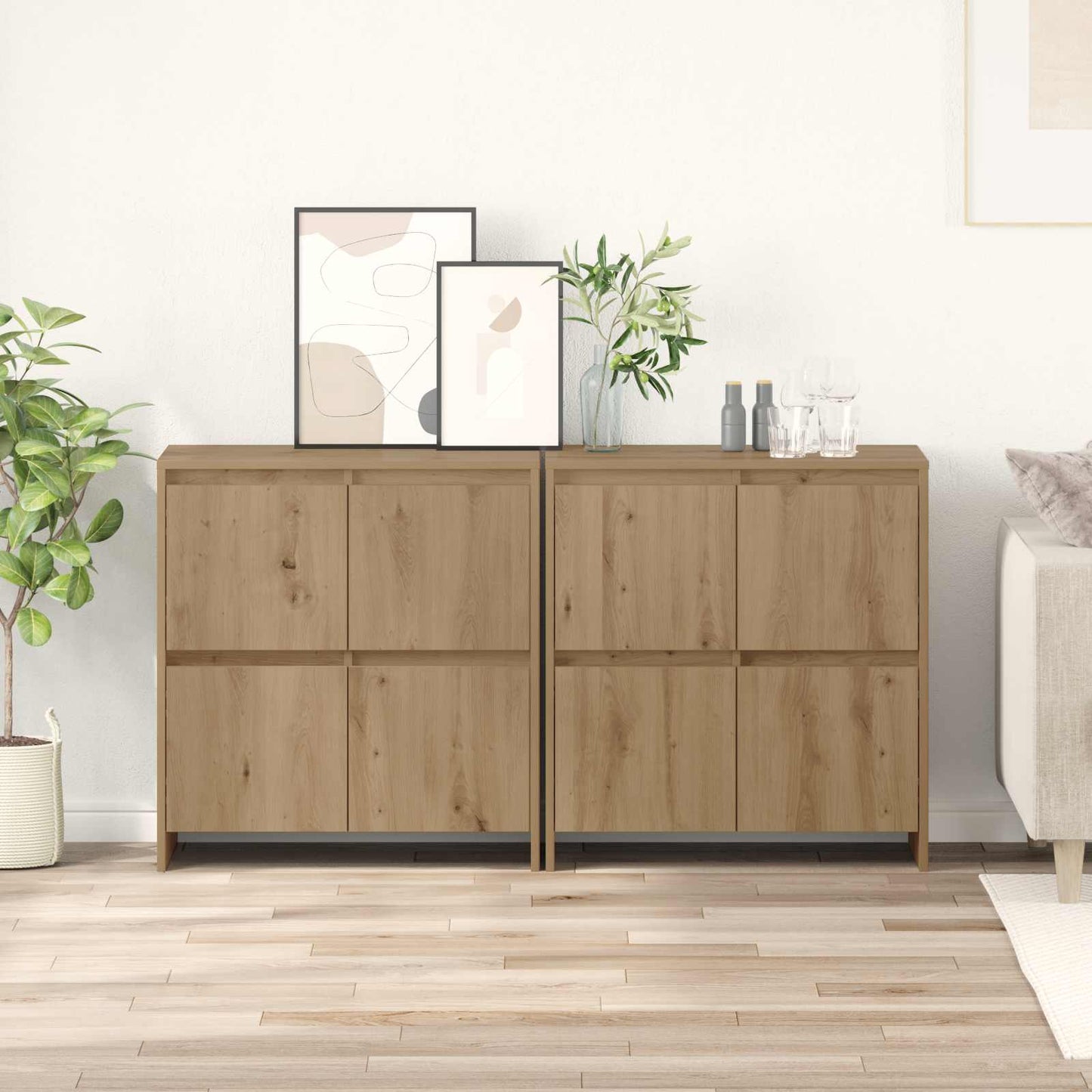 Oldalszekrények 2 db kézműves tölgy 70 x 41 x 75 cm Szerelt Fa