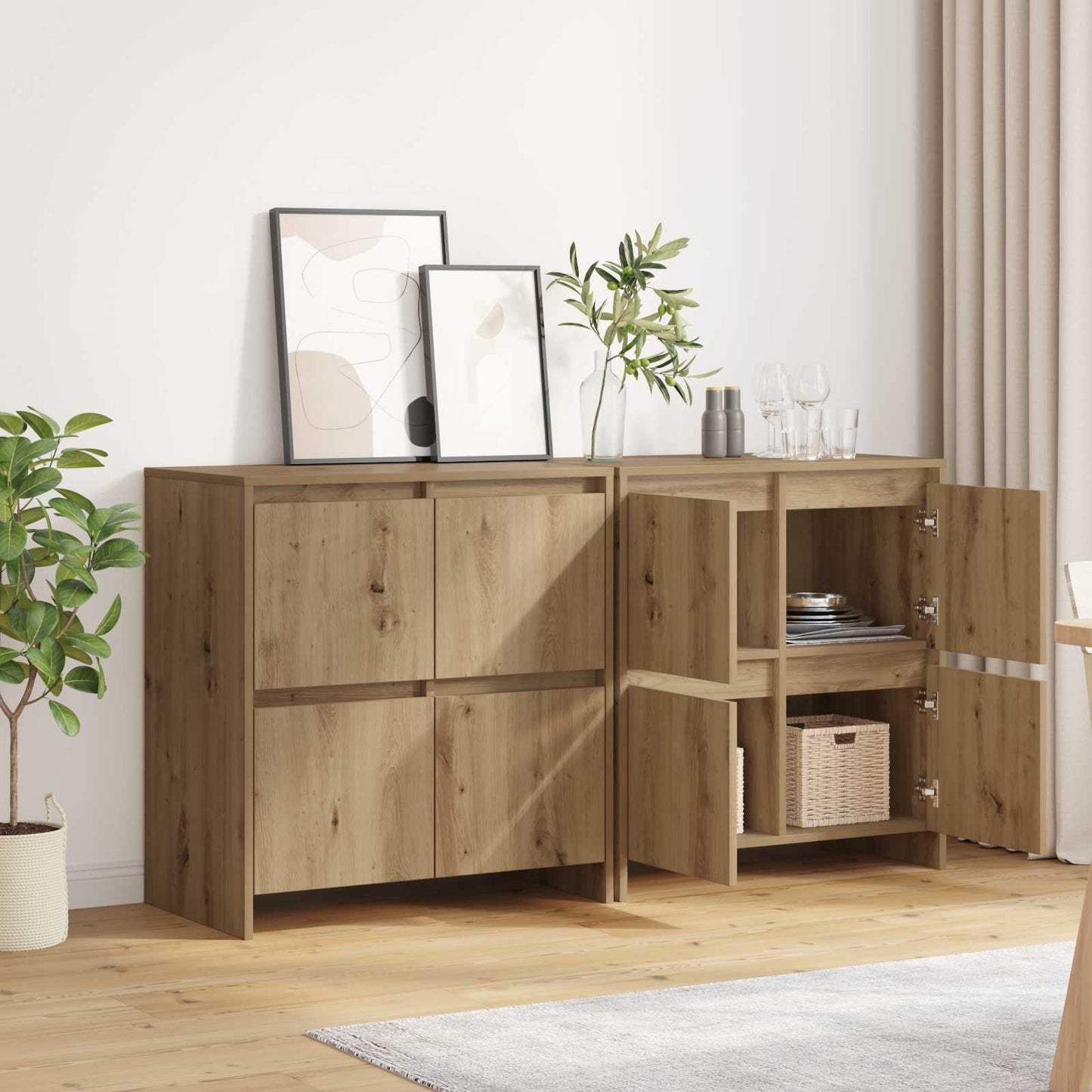 Oldalszekrények 2 db kézműves tölgy 70 x 41 x 75 cm Szerelt Fa