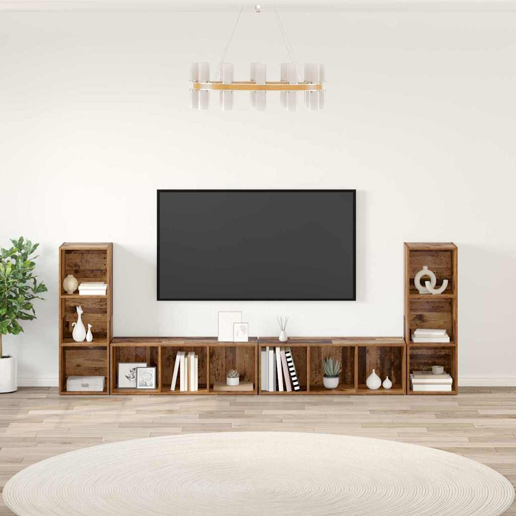 TV szekrény garnitúra 4 pcs Öreg fa 37 x 35 x 107 cm Faanyag