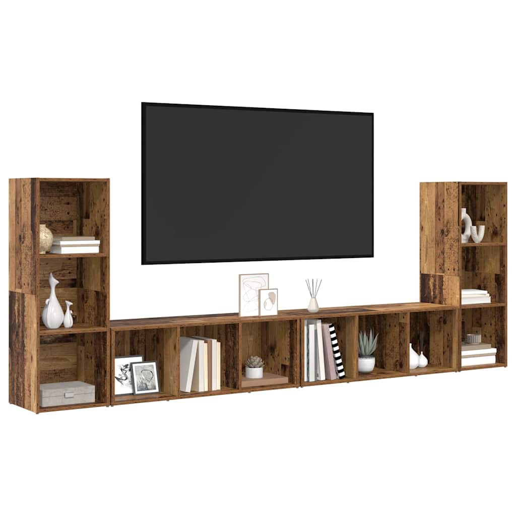 TV szekrény garnitúra 4 pcs Öreg fa 37 x 35 x 107 cm Faanyag