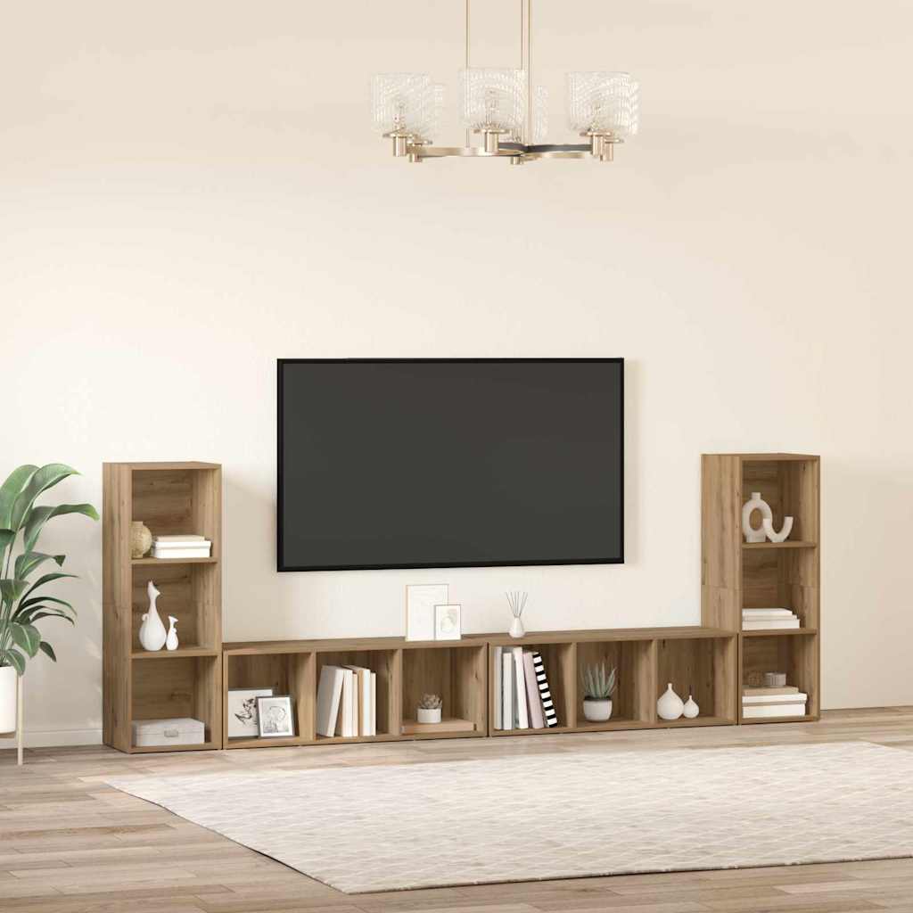 TV szekrény garnitúra 4 db Artisan tölgy Szerelt Fa