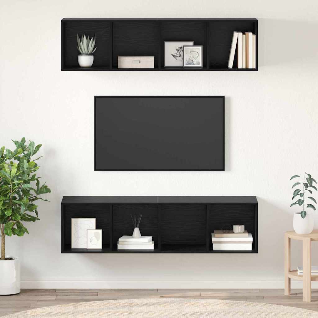 TV szekrény garnitúra 2 db Fekete tölgy Szerelt Fa