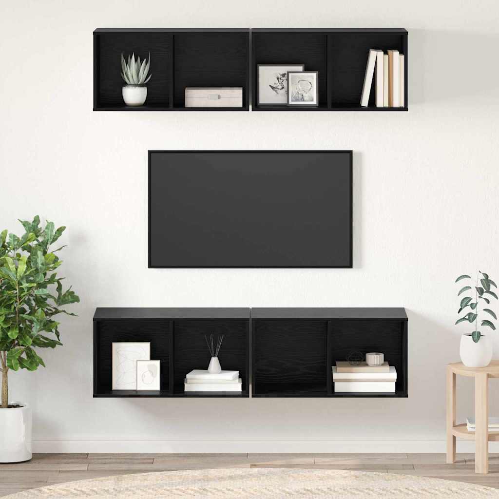 TV szekrény garnitúra 4 db Fekete tölgy Szerelt Fa