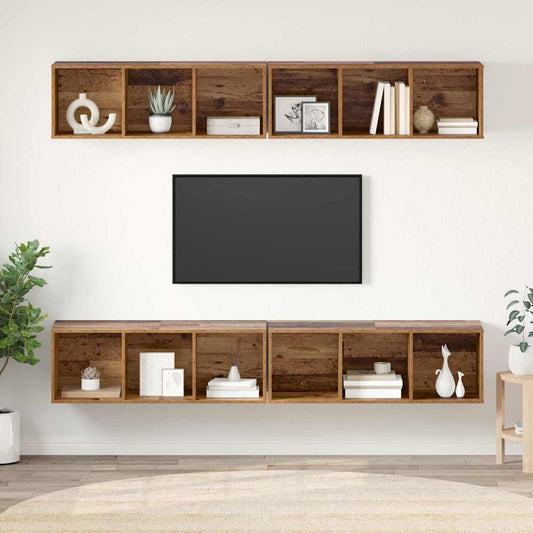 TV szekrény garnitúra 4 pcs Öreg fa 37 x 37 x 107 cm Faanyag