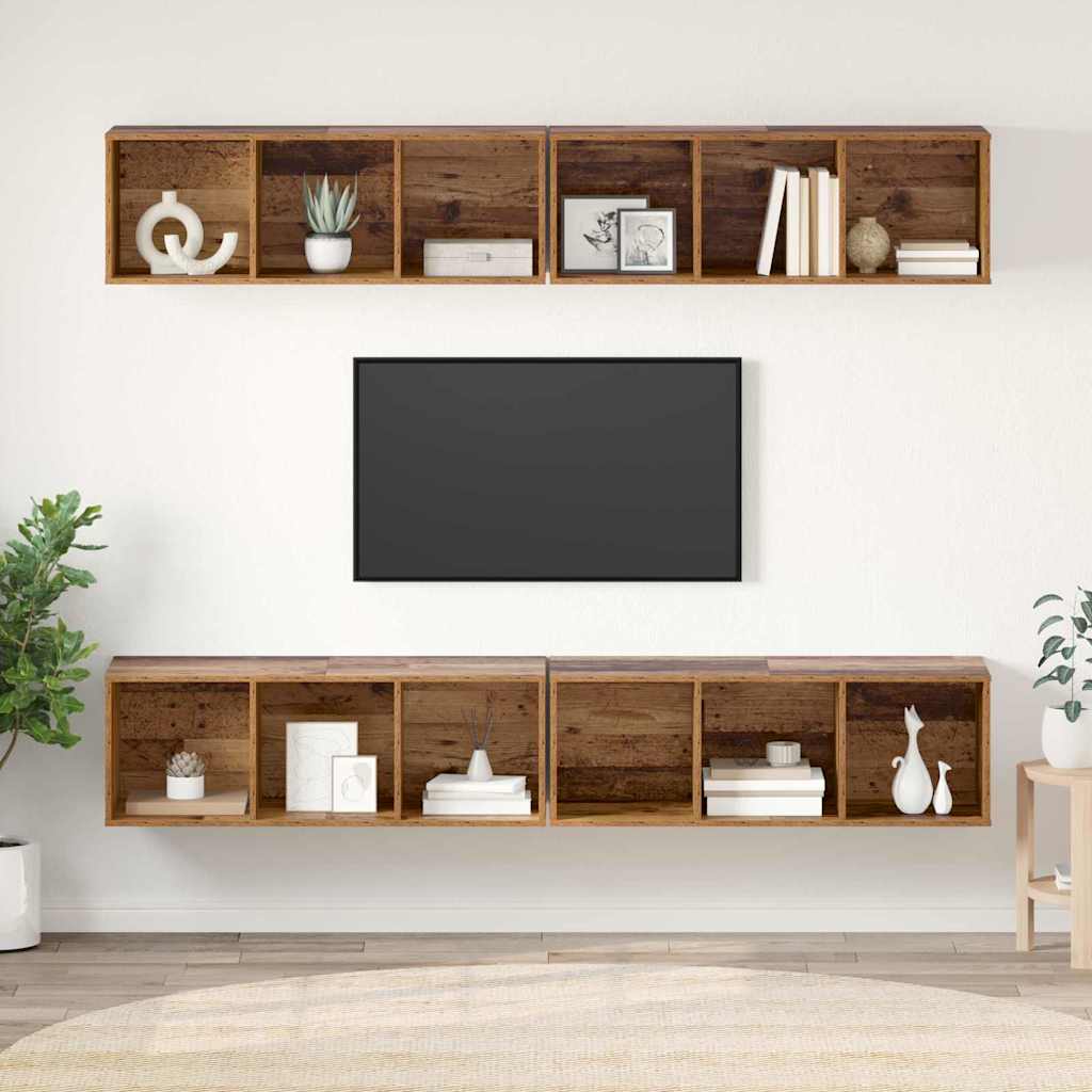 TV szekrény garnitúra 4 pcs Öreg fa 37 x 37 x 107 cm Faanyag