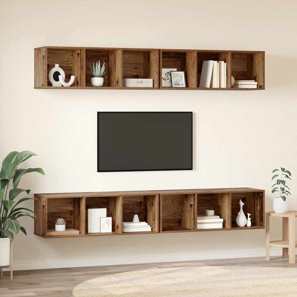 TV szekrény garnitúra 4 pcs Öreg fa 37 x 37 x 107 cm Faanyag