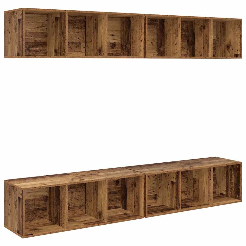 TV szekrény garnitúra 4 pcs Öreg fa 37 x 37 x 107 cm Faanyag